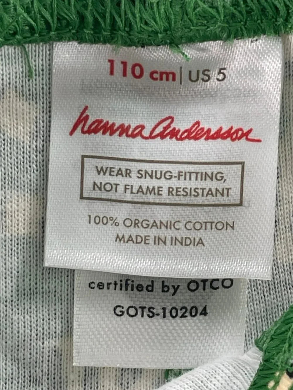 Hanna Andersson Kids 2-Piece Pajama SET Green Zebra Organic Cotton Kids Sz 5 NEW